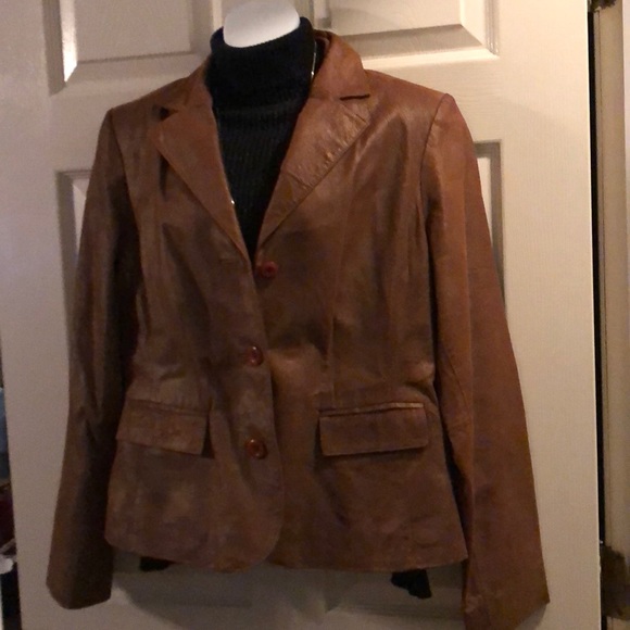 Apt. 9 Jackets & Blazers - Apt 9 soft brown leather jacket/ bronze highlights